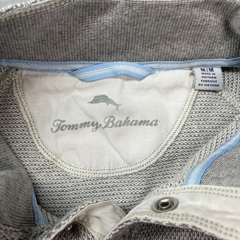 Tommy Bahama Sweatshirt Mens Medium Gray Long Sleeve Metal 1/4 Snap Pullover - Picture 5 of 7